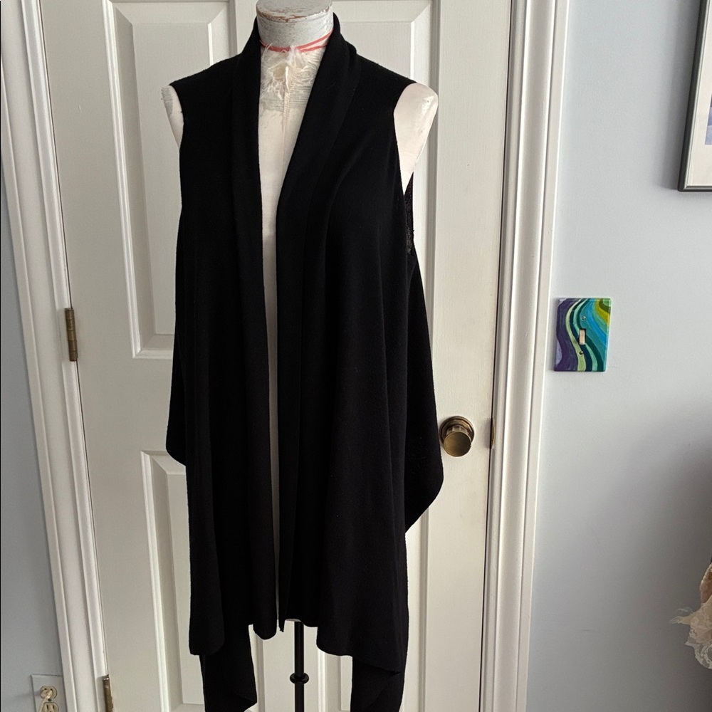 Eileen Fisher merino wool waterfall long vest